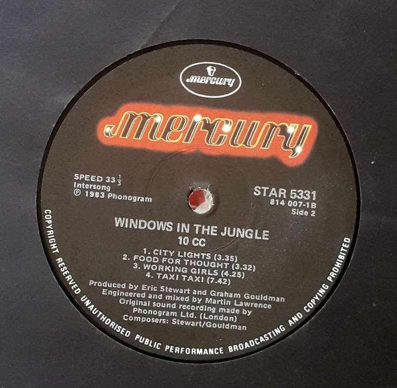 10 CC - WINDOWS IN THE JUNGLE Vinyl, LP, Album Country: South Africa Released: 1983