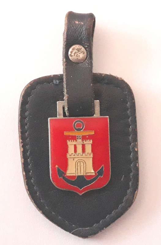 Vintage Admiralty of Hamburg Coat of Arms Keychain Leather Fob