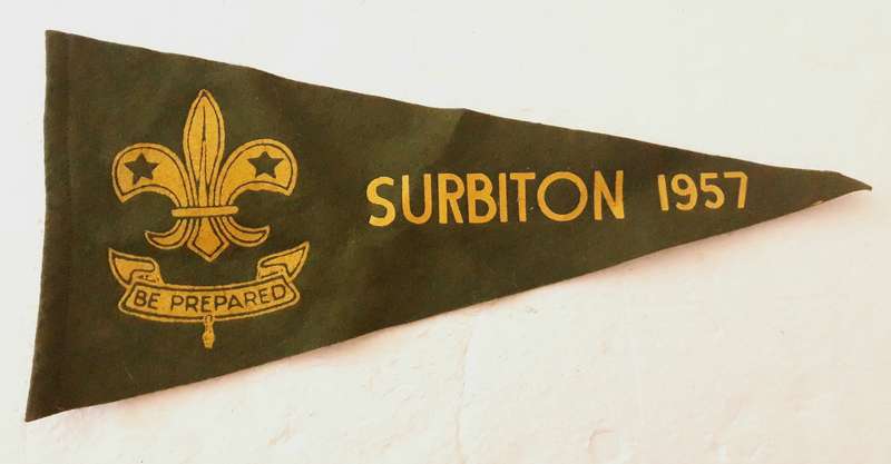 Vintage 1957 Boy Scouts Surbiton Pennant Flag