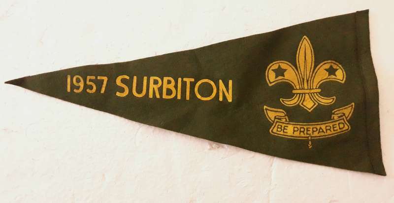 Vintage 1957 Boy Scouts Surbiton Pennant Flag