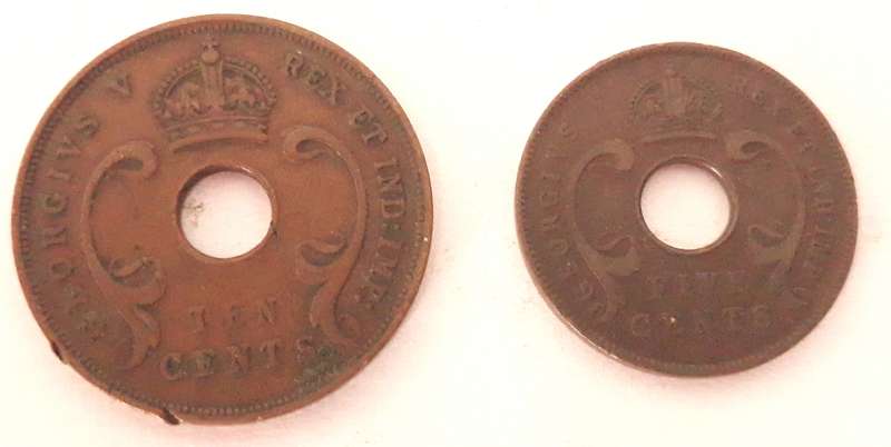 British East Africa 1927 10 and 1925 5 cent Coins