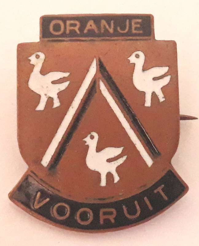 Vintage Sekondere Meisieskool Oranje Pin Badge