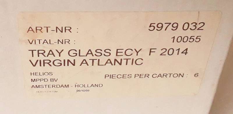Virgin Atlantic Airways Carton Box of Six Tray Glasses