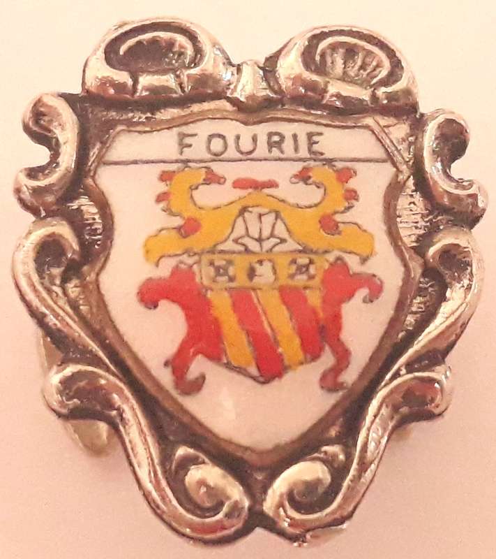 Vintage Fourie Family Crest Button Badge