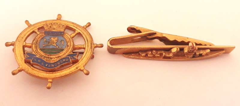 Vintage HMS Vanguard Pin Brooch and Tie Pin
