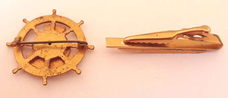 Vintage HMS Vanguard Pin Brooch and Tie Pin