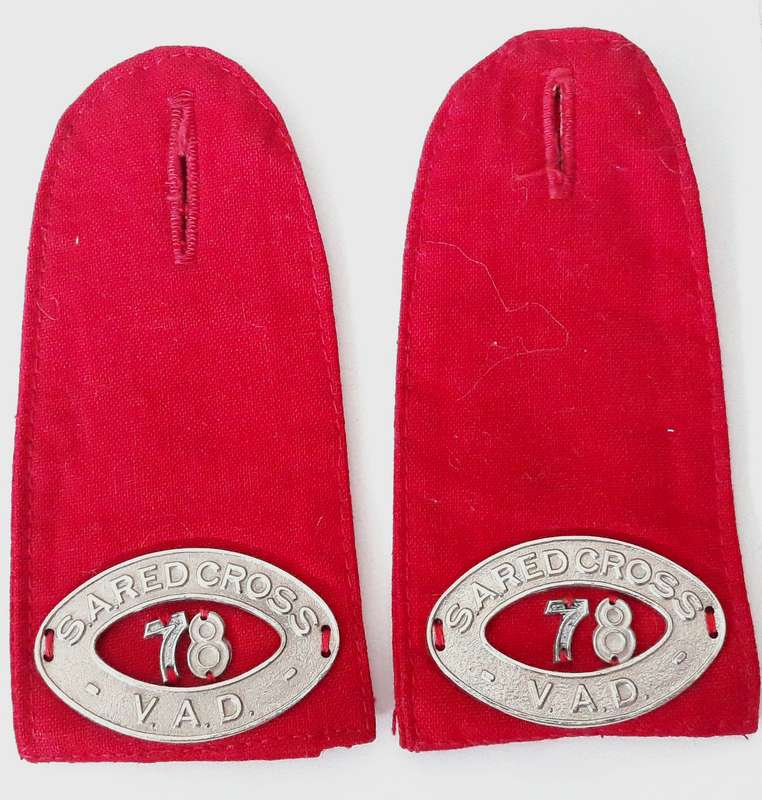 Vintage South African Red Cross VAD - 78 Red Shoulder Boards and Badges