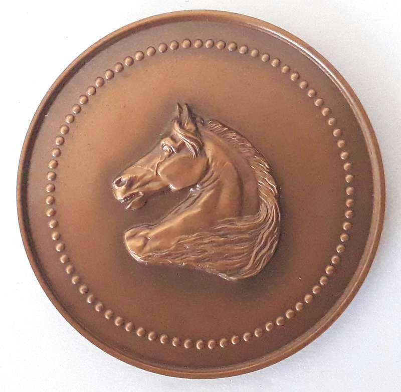 Vintage French Equestrian Type Bronze Medallion by H Dubois