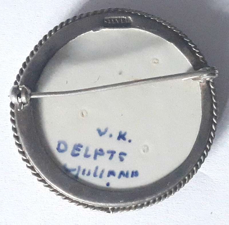 Vintage V.K. Holland Silver Delft Brooch