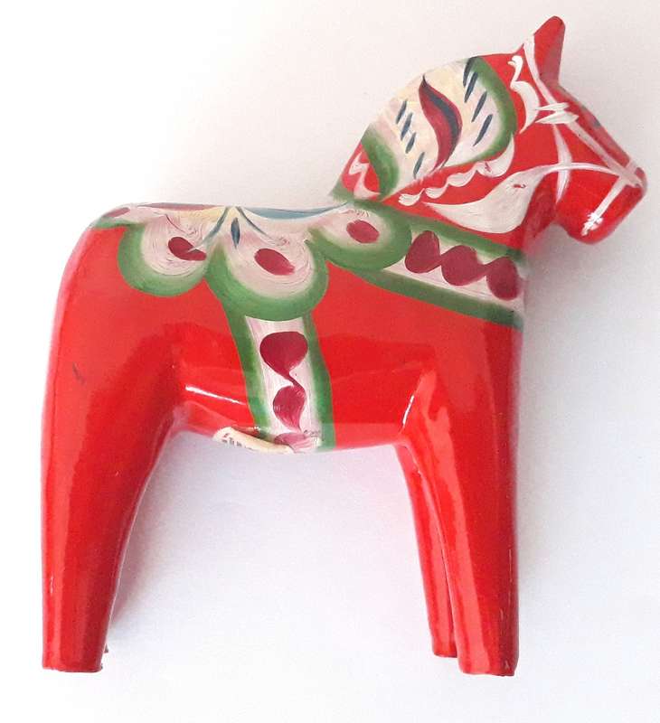 Vintage Swedish Dala Wooden Painted Horse