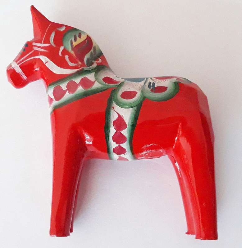 Vintage Swedish Wooden Painted Dala Horse