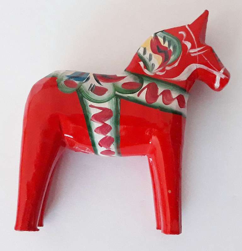 Vintage Swedish Wooden Painted Dala Horse