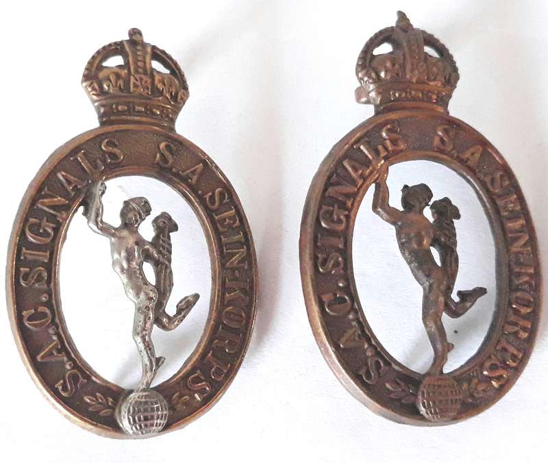 World War Two UDF South African Signals Corps Cap Badges