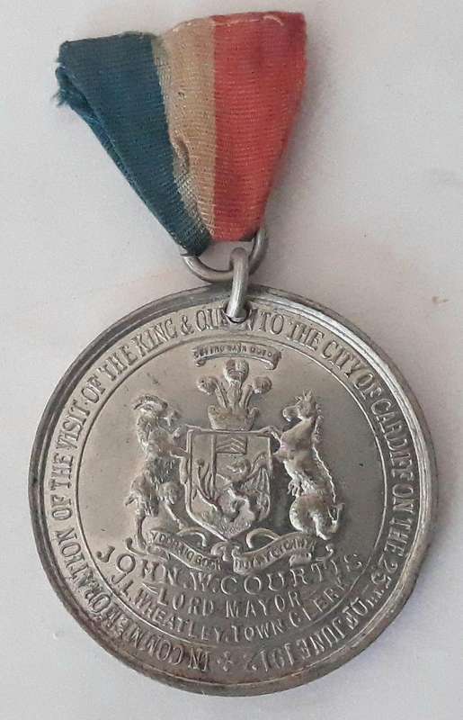 Antique 1912 George 5th Visit to City of Cardiff Medallion