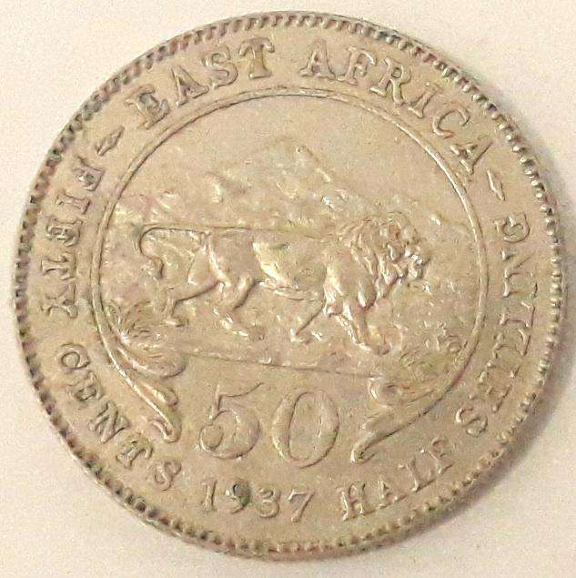 1937 East African 50 Cents / Half Shilling Coin