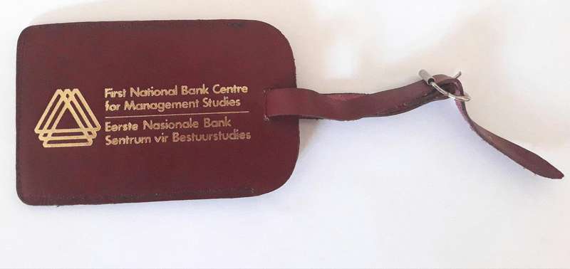 Vintage First National Bank Centre for Management Studies Travel Luggage Name Tag