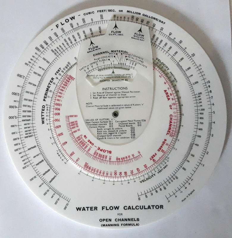 Vintage M.H. Mear Water Flow Circular Slide Calculator