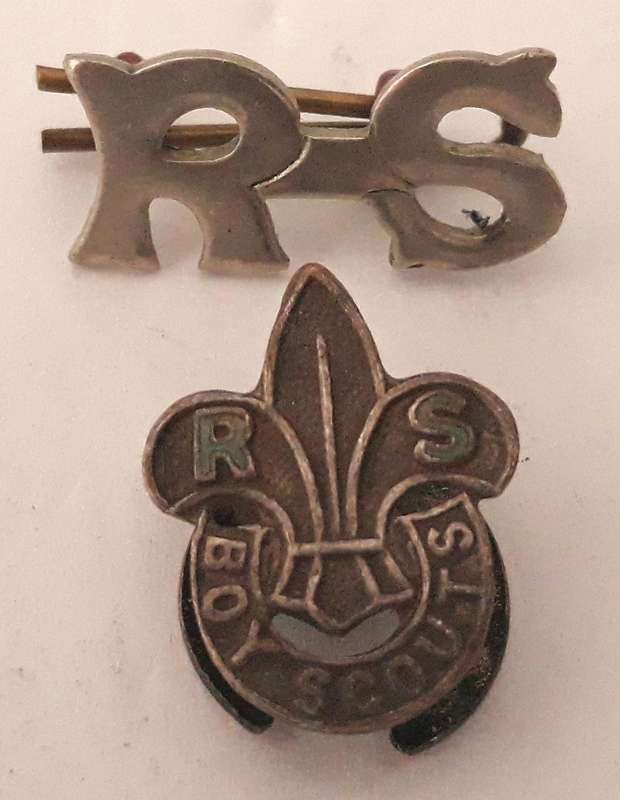 Vintage Rover Scouts Leather Hat and Lapel Badge