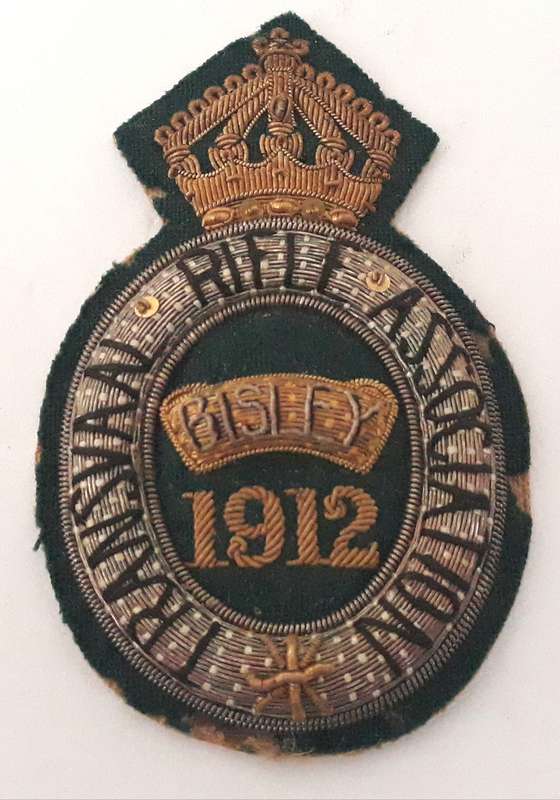 Antique 1912 Transvaal Rifle Association Bisley Bullion Wire Shooting Award Badge
