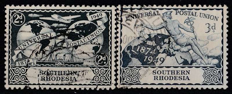 SOUTHERN RHODESIA     1949       POSTAL UNION         PAIR   SACC70-71