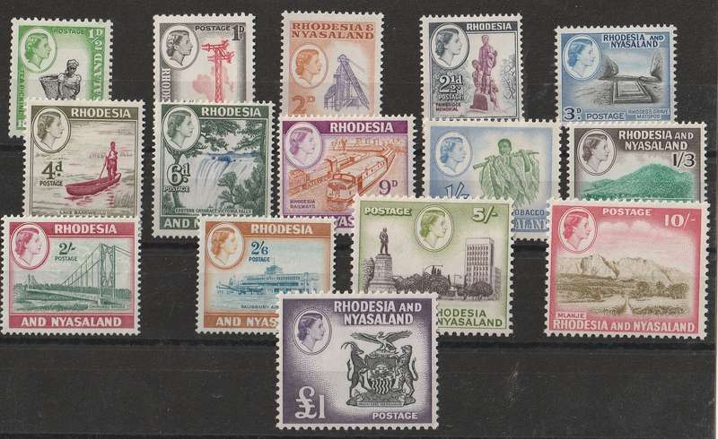 RHODESIA & NYASALAND 1959          FULL SET   SACC 18-32    MM
