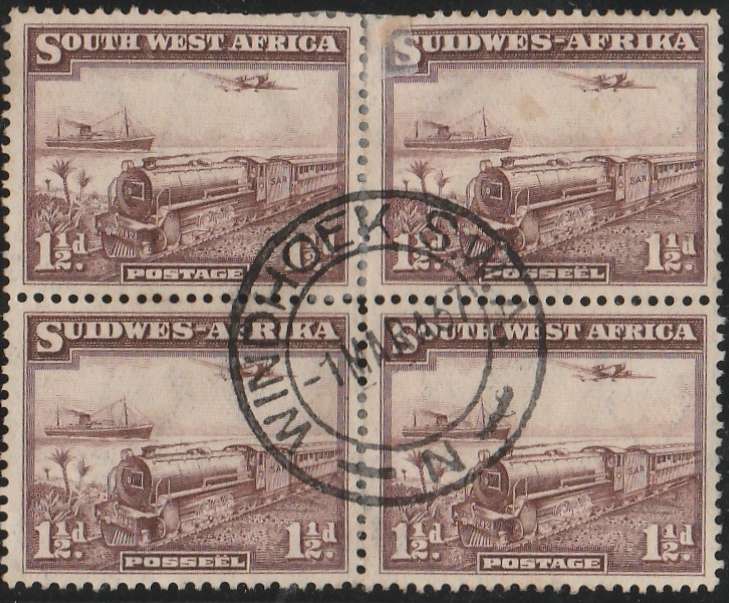 SOUTH WEST AFRICA     1937    SACC123    BLOCK OF 4