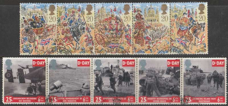GREAT BRITAIN     SENTENENT STRIPS     1989/1984  LORD MAYORS SHOW         D-DAY