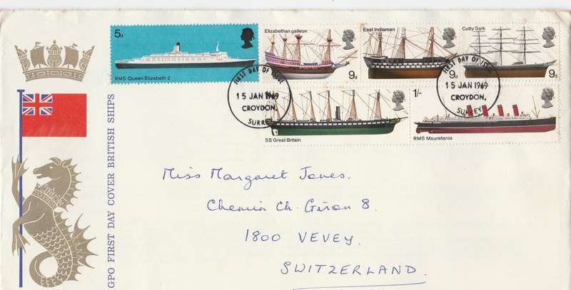 GREAT BRITAIN  1969       BRITISH SHIPS   COVER