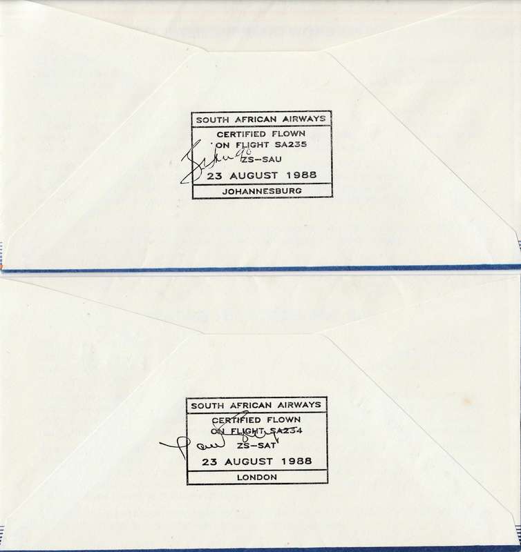 RSA  SAA  ROUND THE BULGE    JOBURG -LONDON      ------LONDON -JOBURG     1963-1988