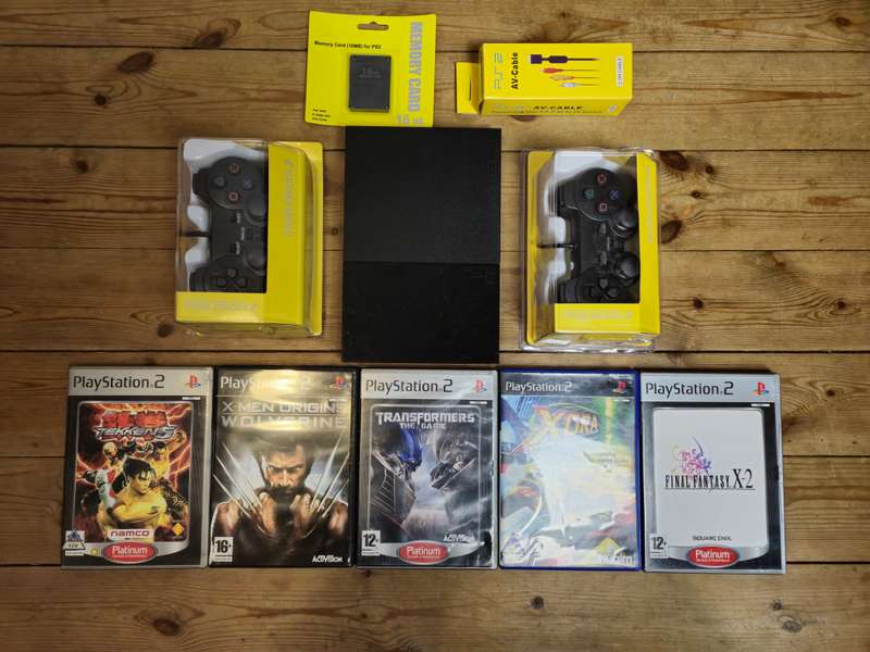 PlayStation 2 Slim Bundle with Games, Controllers, Memory Card & Accessories