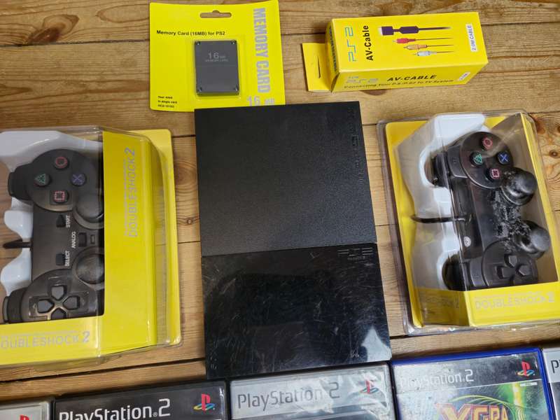 PlayStation 2 Slim Bundle with Games, Controllers, Memory Card & Accessories