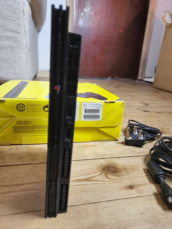 PS2 Slim Yellow Box | Excellent Condition | PS1 Compatible | WWE + 2 Controllers