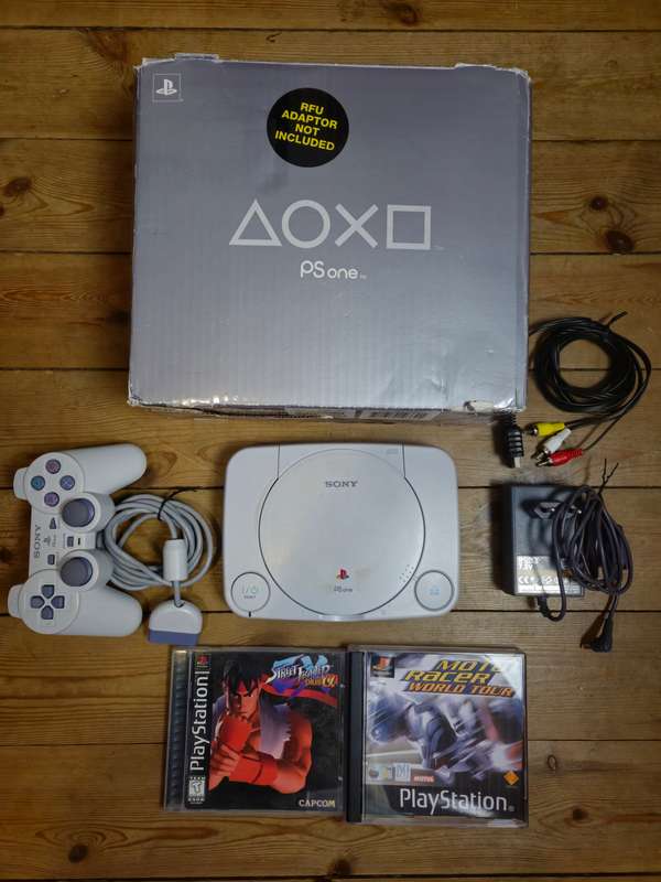 Sony PS One Console with Box, Modded, DualShock & 2 Games
