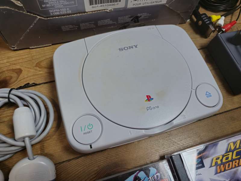 Sony PS One Console with Box, Modded, DualShock & 2 Games