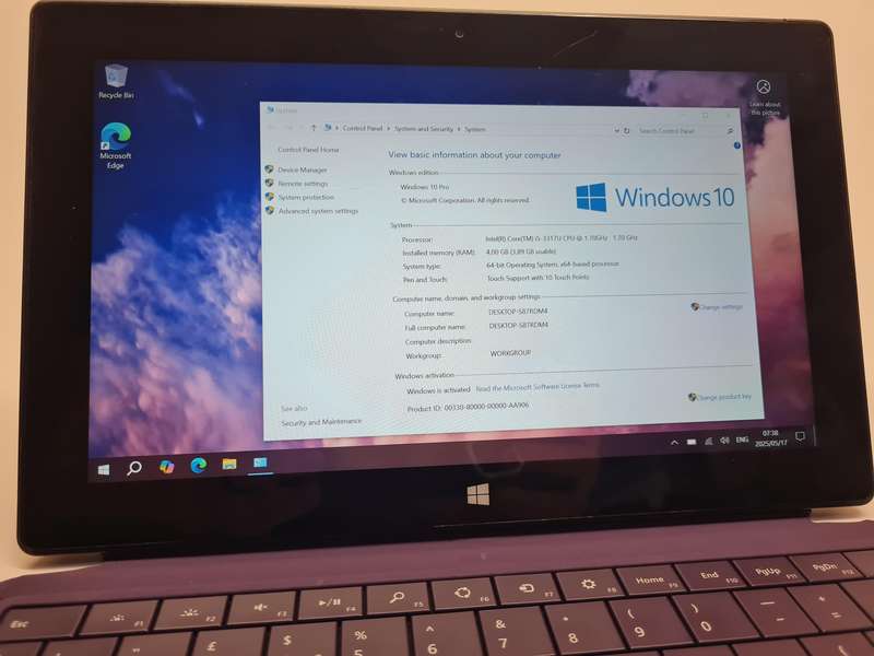 Microsoft Surface Tablet  10.6" FHD Touch, Intel Core i5, 4GB RAM, 128GB SSD, Detachable Keyboard
