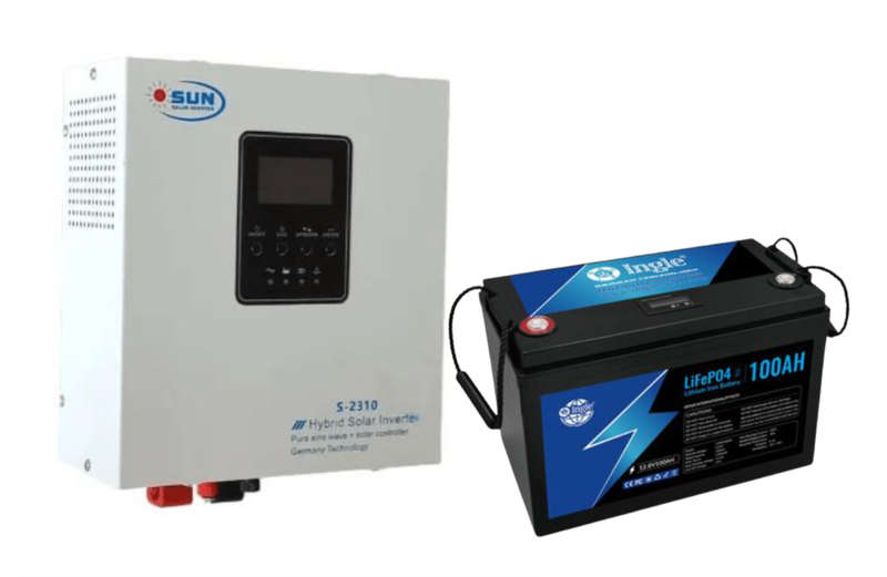 1kW Sun Hybrid Inverter & 100Ah Ingle 12V Lithium Battery