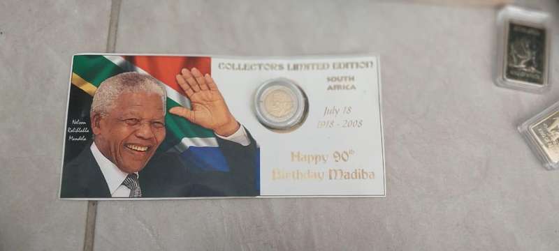 Collector's Limited Edition set featuring a South African coin commemorating Nelson Mandela's 90th