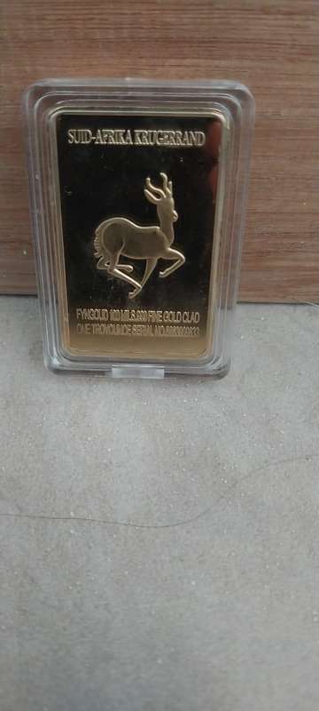 South Africa Elephant King of Africa wildlife gold plated bar rectangular COIN