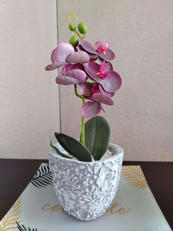 Elegant Artificial Orchid in Decorative Planter Pot  Perfect Home or Office Decor!