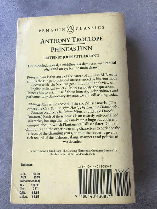 Phineas Finn (Palliser #2) by Anthony Trollope [Paperback: Average]