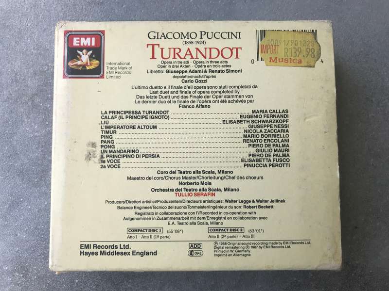 Puccini: Turandot (Callas, Schwarzkopf, Fernandi, Zaccaria) [2 CD]