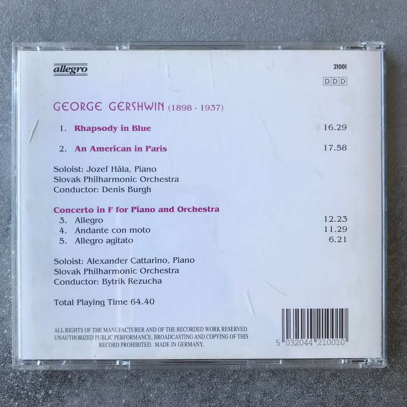 Gershwin: Rhapsody in Blue / An American in Paris / Concerto in F for Piano and orchestra [CD]