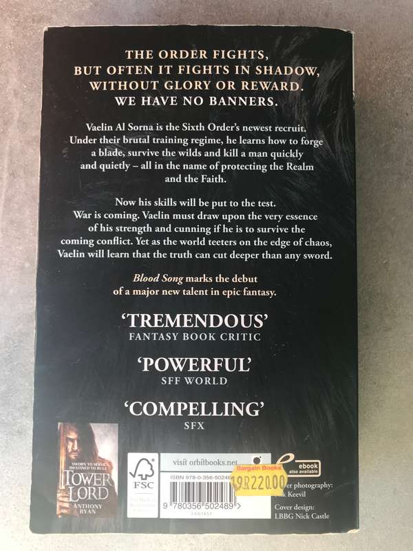 Blood Song (Raven's Shadow #1) by Anthony Ryan [Paperback: Very Good]
