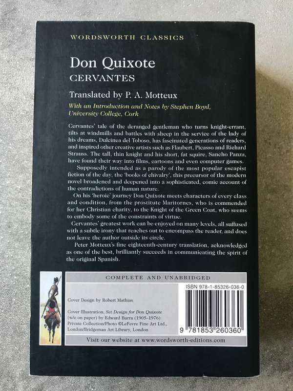 Don Quixote by Cervantes (Translated by P. A. Motteux) [Paperback: Excellent]