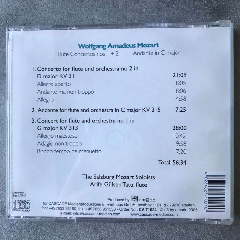 Mozart: Flute Concertos No. 1 & 2 / Andante in C major [CD]