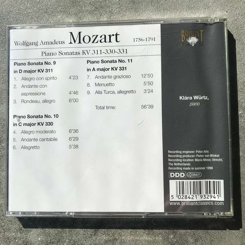 Mozart: Piano Sonatas Nos. 9, 10, 11 [CD]