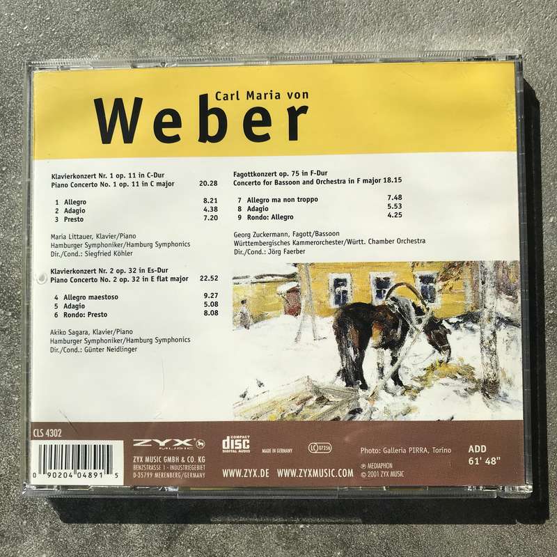 Weber: Piano Concertos 1 & 2 / Concerto for Bassoon and Orchestra [CD]