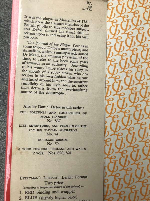 A Journal of the Plague Year by Daniel Defoe [Hardcover: Very Good]