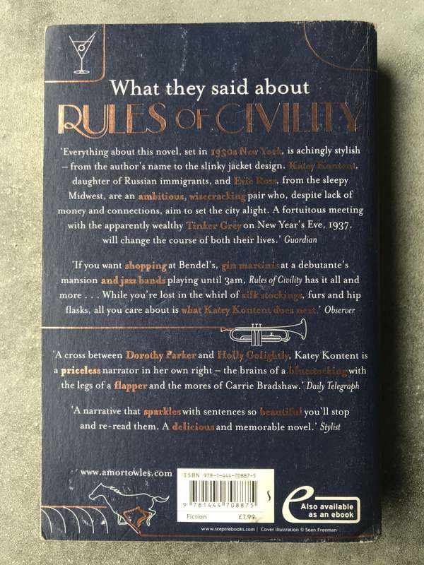 Rules of Civility by Amor Towles [Paperback: Good]