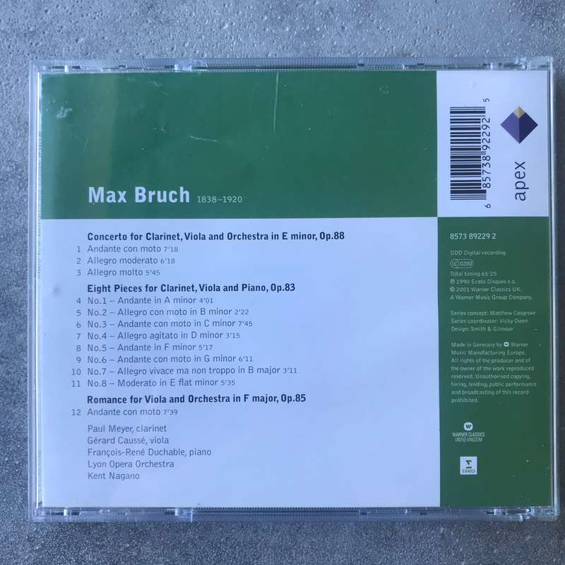 Bruch: Works for Clarinet and Viola [CD]